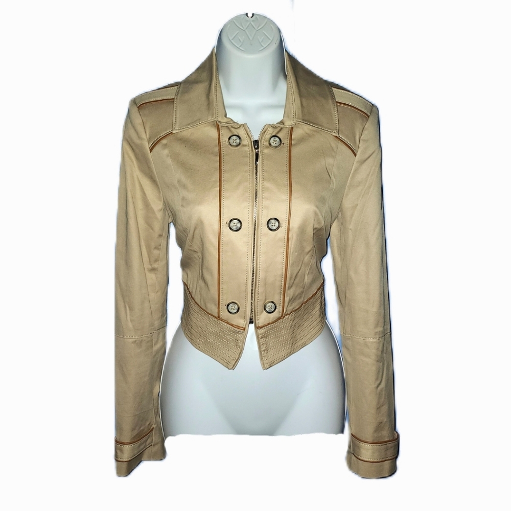 WHBM Tan Women's Full Zip Jacket - Picture 3 of 5